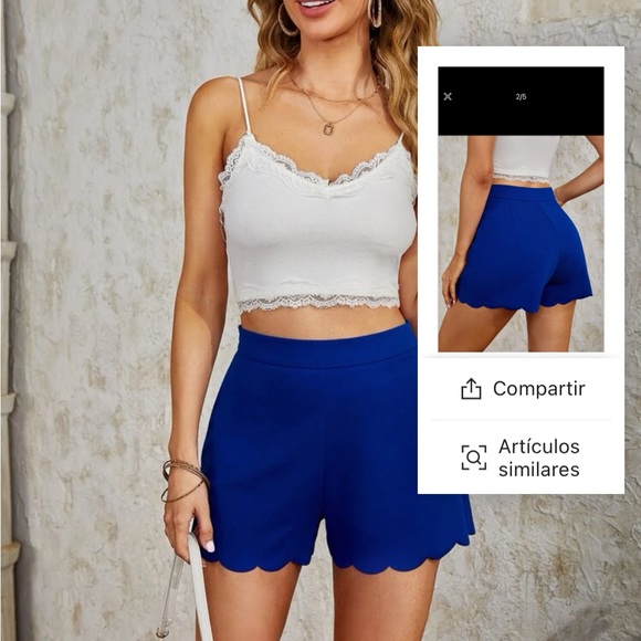 High-waisted fan-trim shorts - Picture 4 of 6